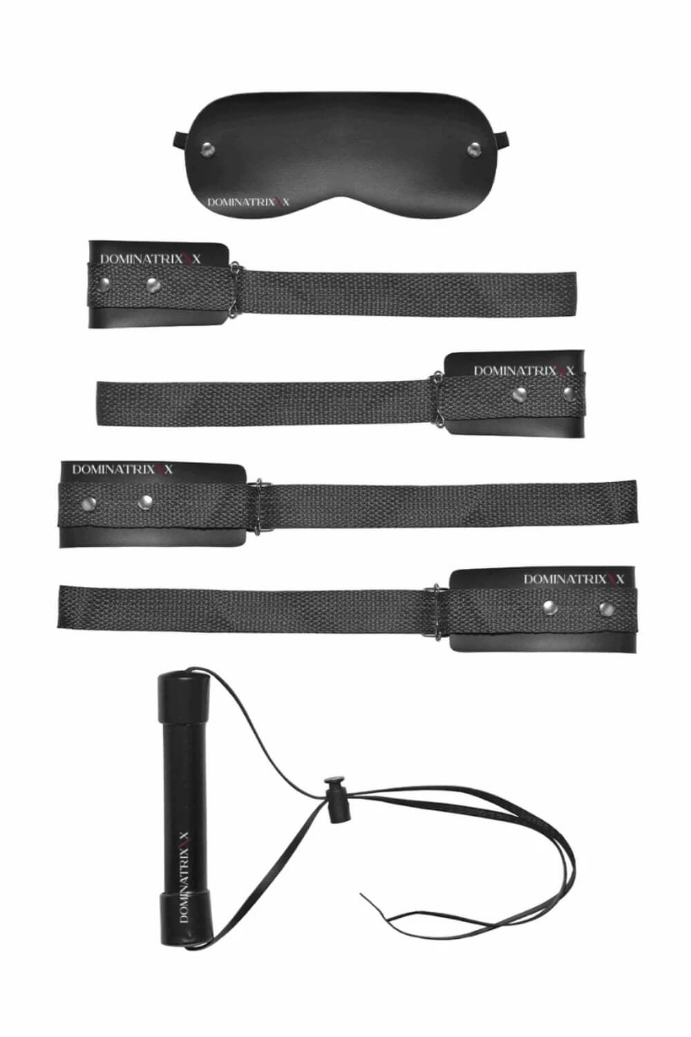 Kit Bondage Completo Algemas, Tornozeleiras, Máscara e Mordaça Bastão