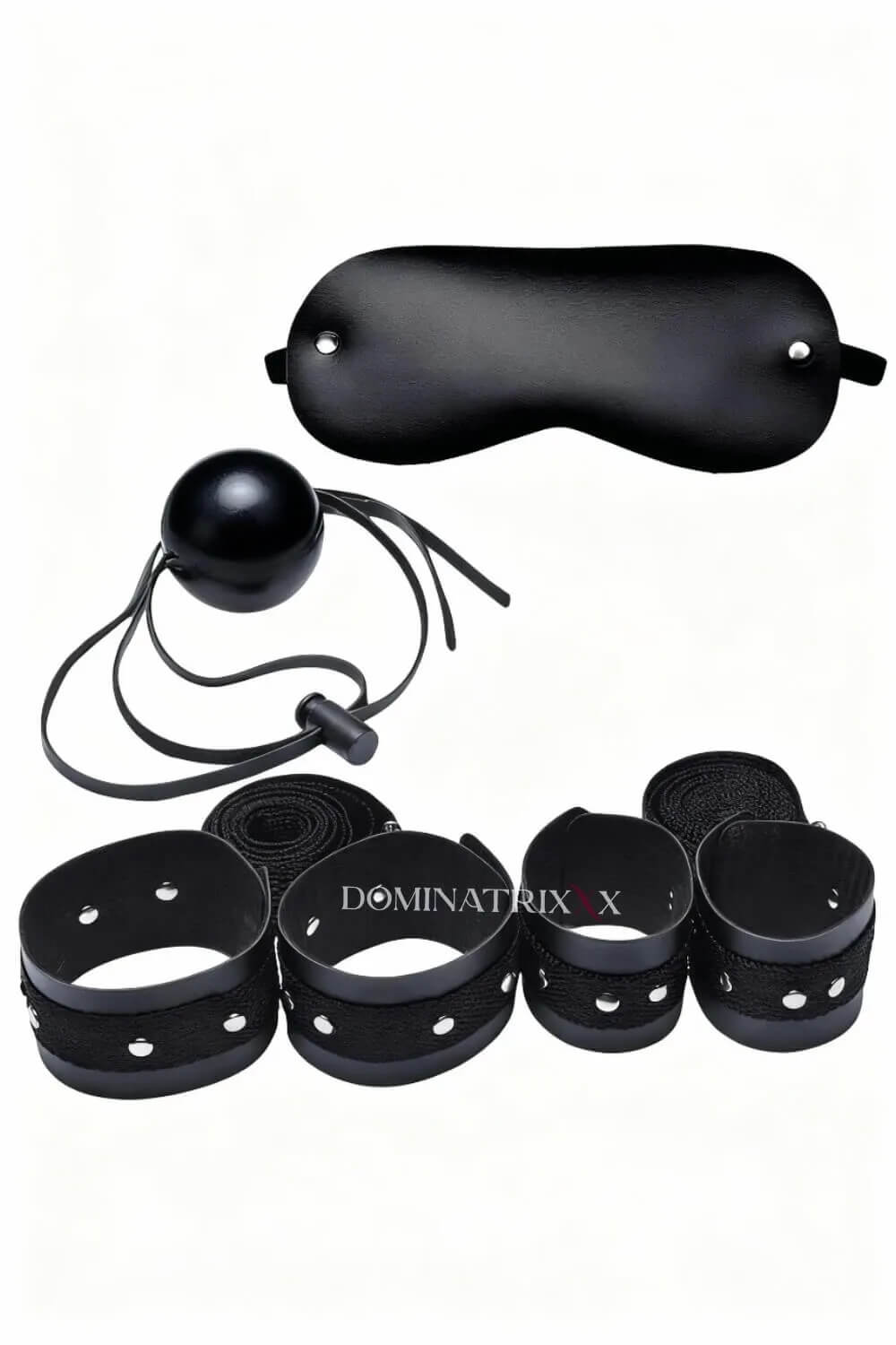Kit Bondage Algemas, Tornozeleiras, Venda e Mordaça