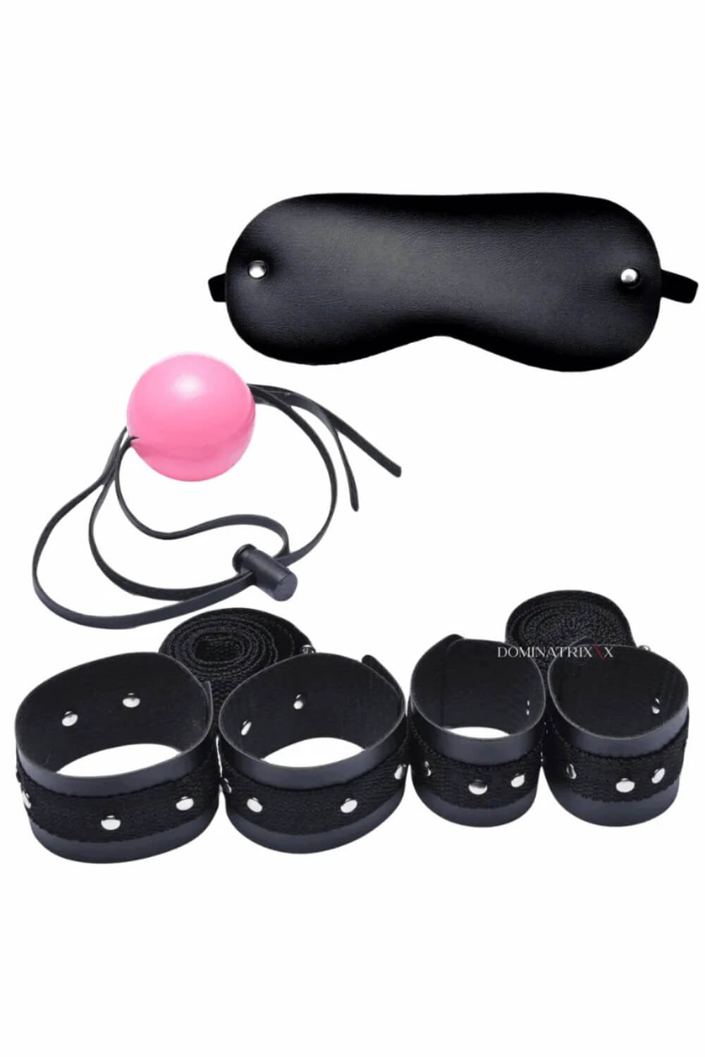 Kit Bondage Algemas, Tornozeleiras, Venda e Mordaça