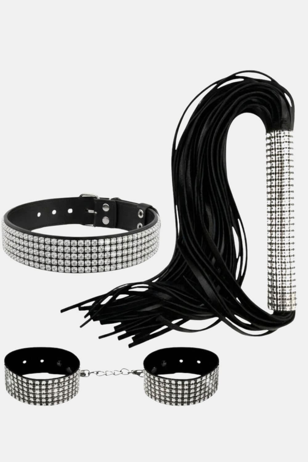 Kit Strass Bracelete, Flogger e Choker